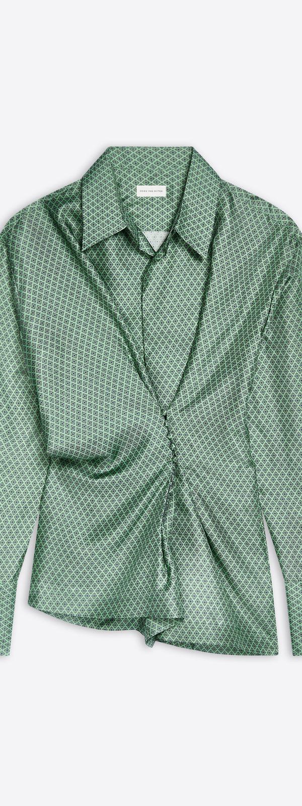 dries van noten Draped silk blouse MINT