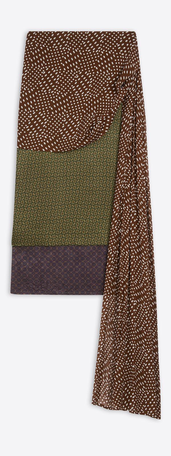 dries van noten Draped silk satin skirt KHAKI