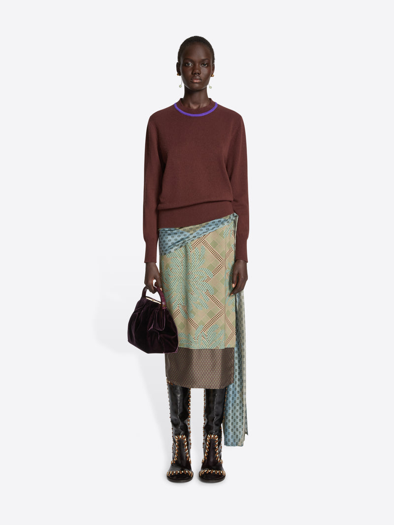 Dries Van Noten Draped Silk Skirt DESSIN A