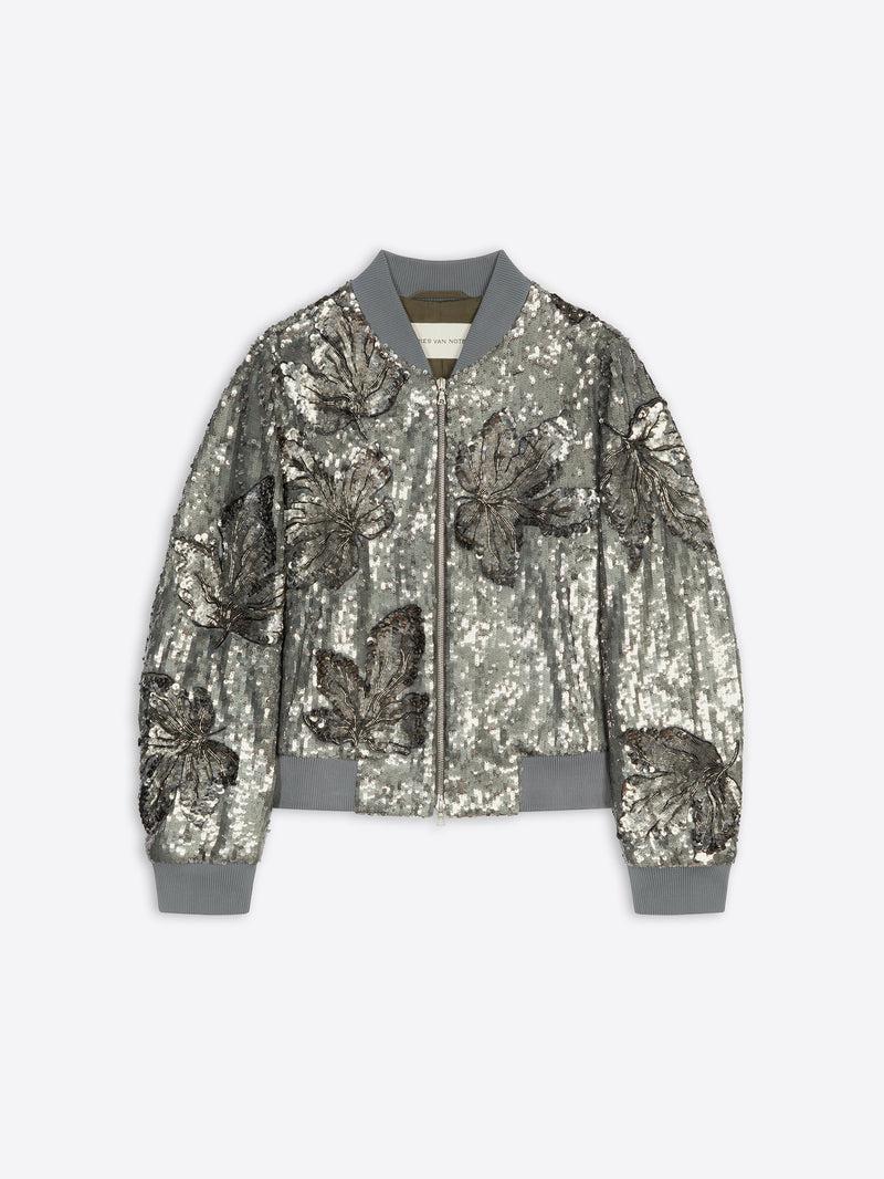 Dries Van Noten Embellished Bomber Silver
