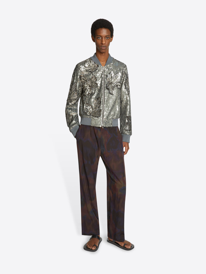 Dries Van Noten Embellished Bomber Silver