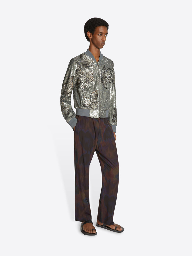Dries Van Noten Embellished Bomber Silver