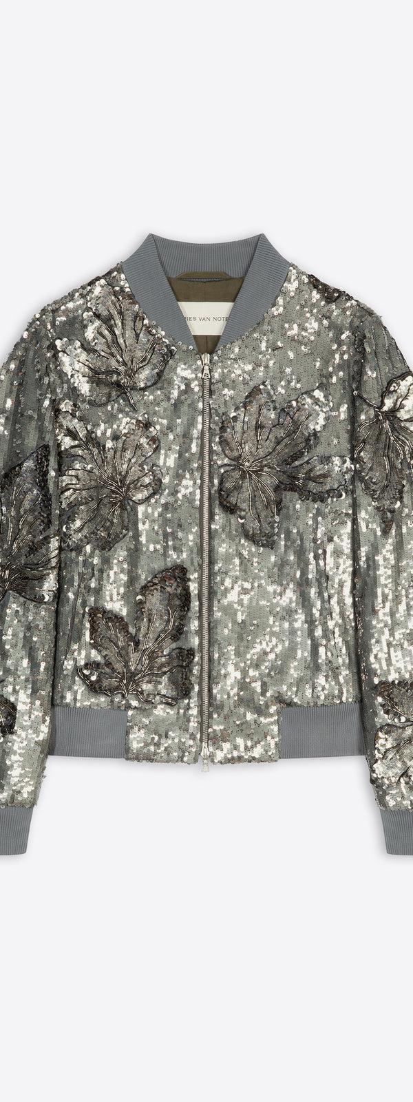 dries van noten Embellished bomber silver