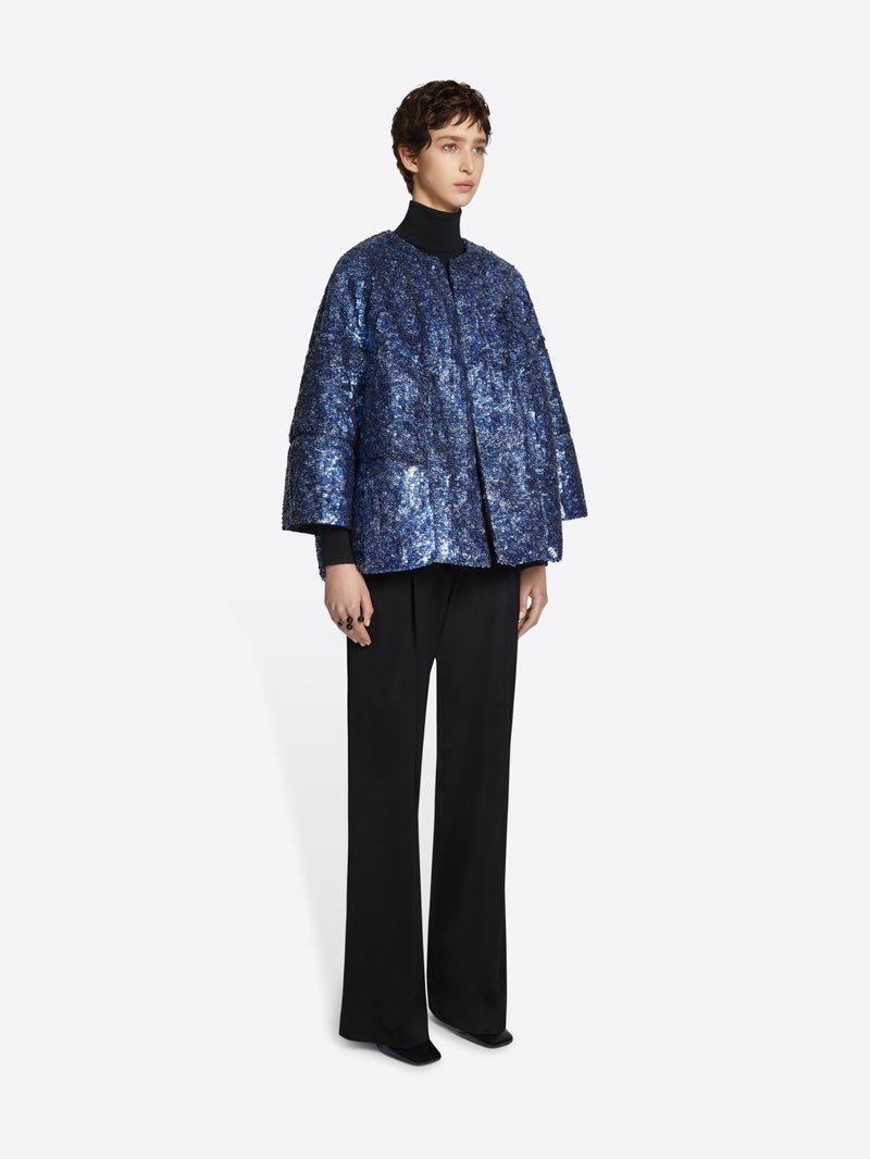 Dries Van Noten Embellished Cocoon Jacket Blue