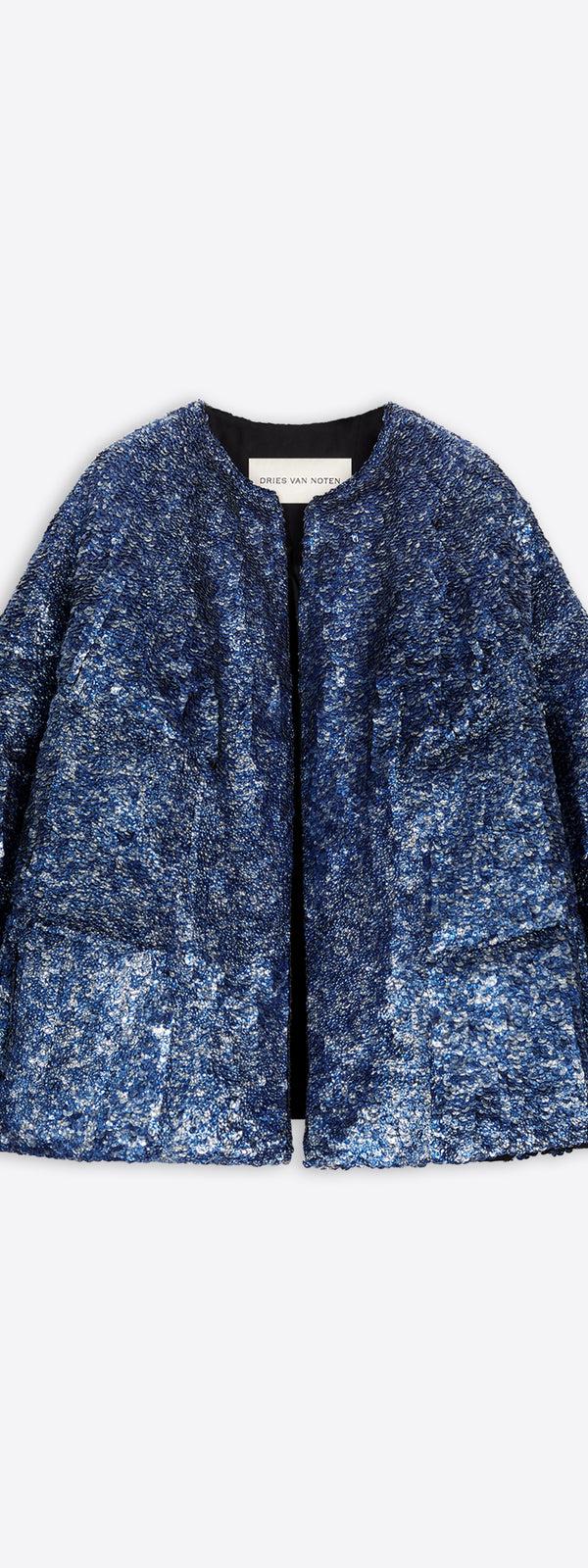 dries van noten Embellished cocoon jacket blue