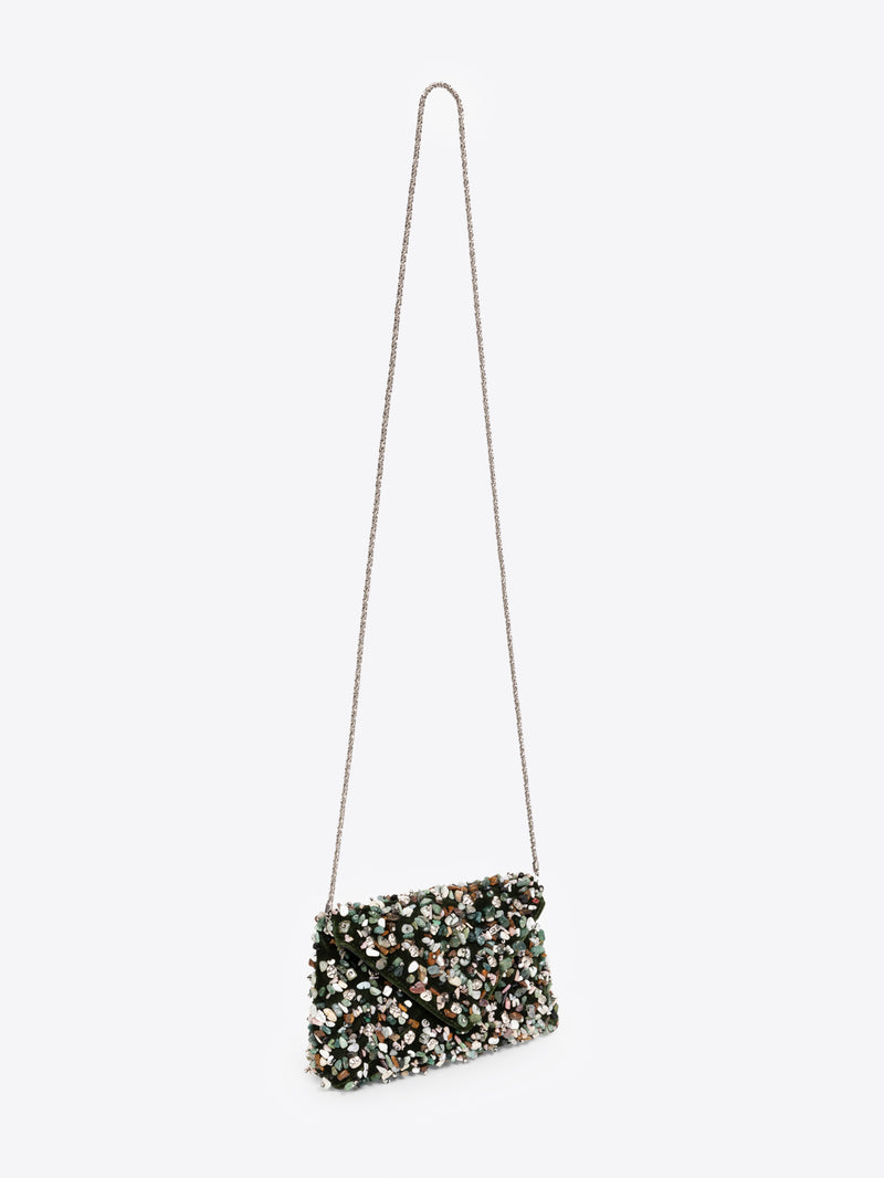 Dries Van Noten Embellished Envelope Bag OLIVE