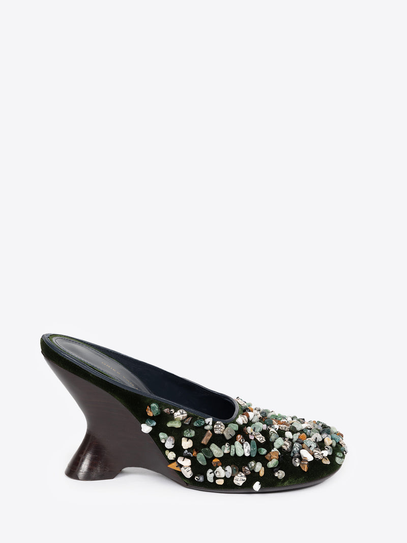 Dries Van Noten Embellished Mules OLIVE