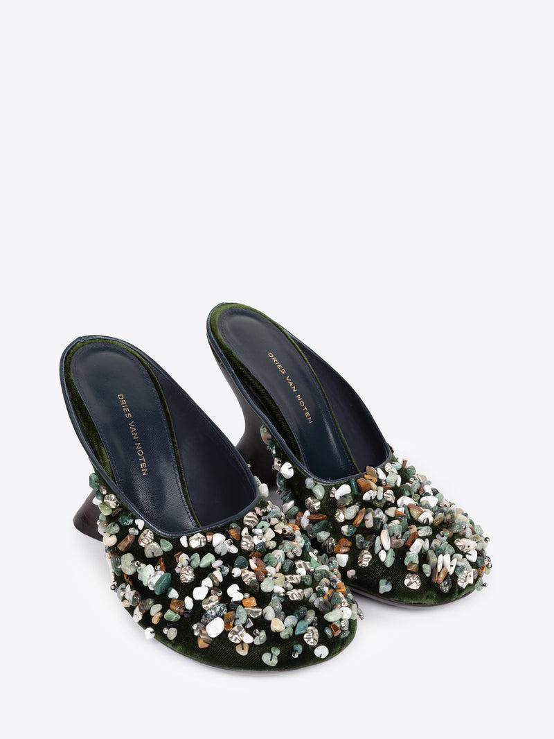Dries Van Noten Embellished Mules OLIVE