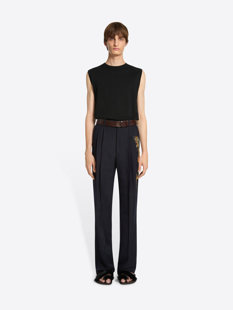 Dries Van Noten Embellished Pants Navy