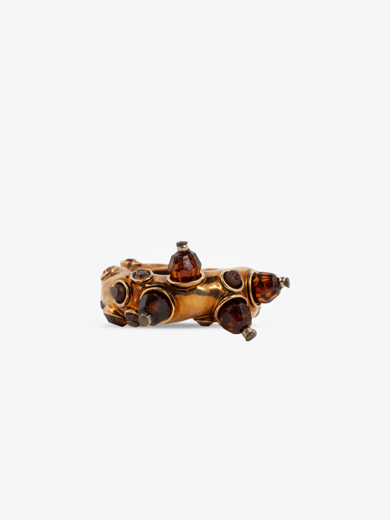 Dries Van Noten Embellished Ring Brown