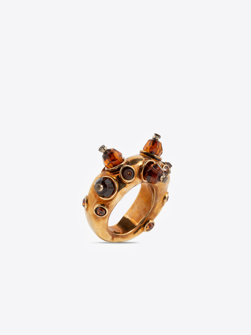 Dries Van Noten Embellished Ring Brown