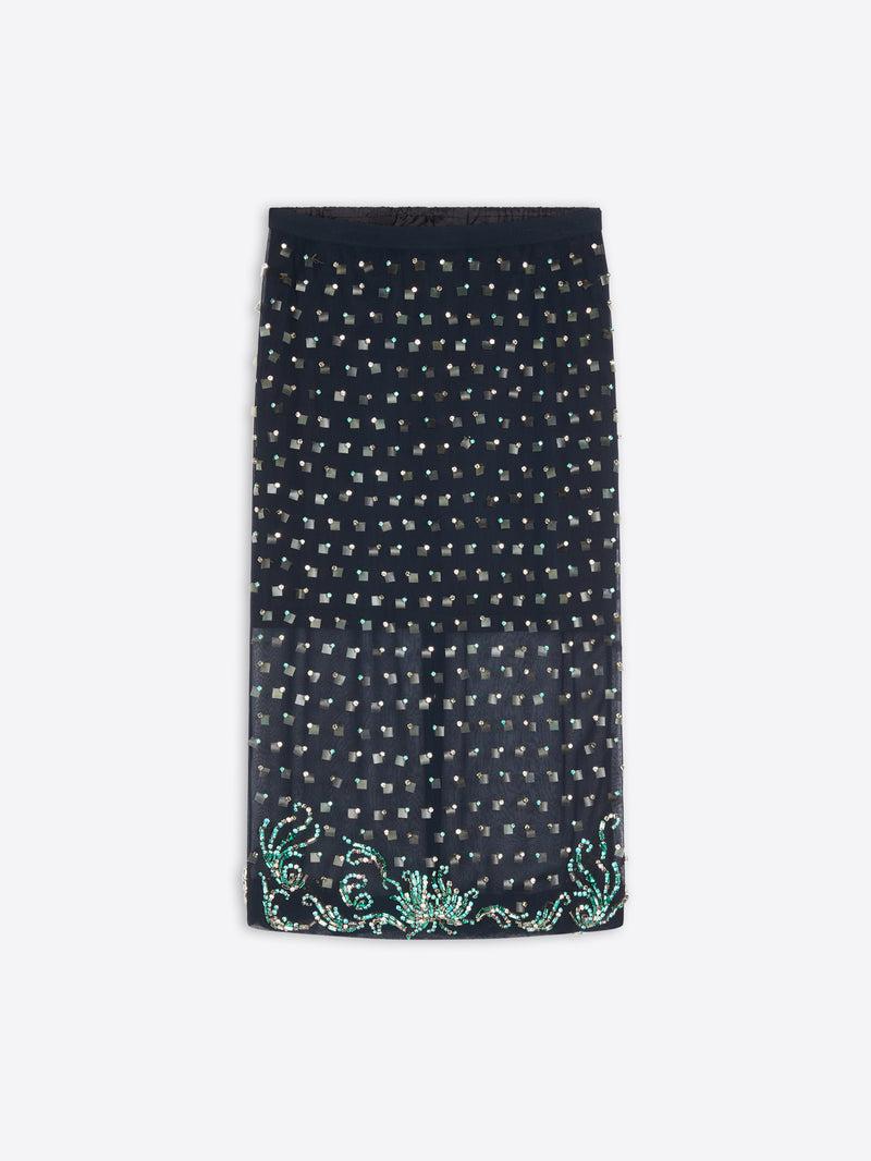 Dries Van Noten Embellished Skirt NAVY