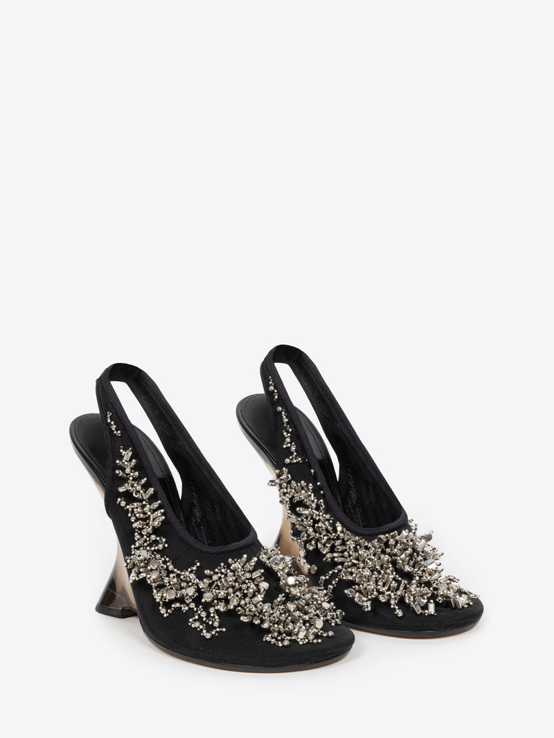 Dries Van Noten Embellished Slingback Pumps Black