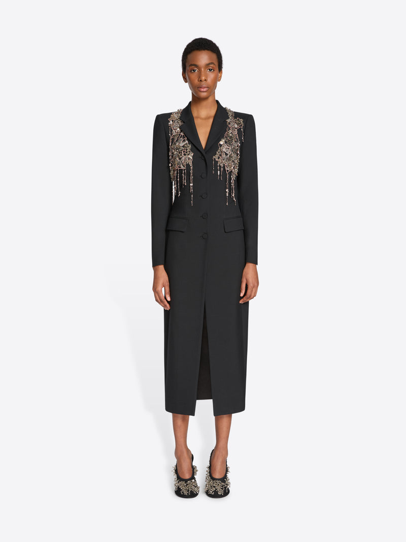 Dries Van Noten Embellished Wool Coat Black