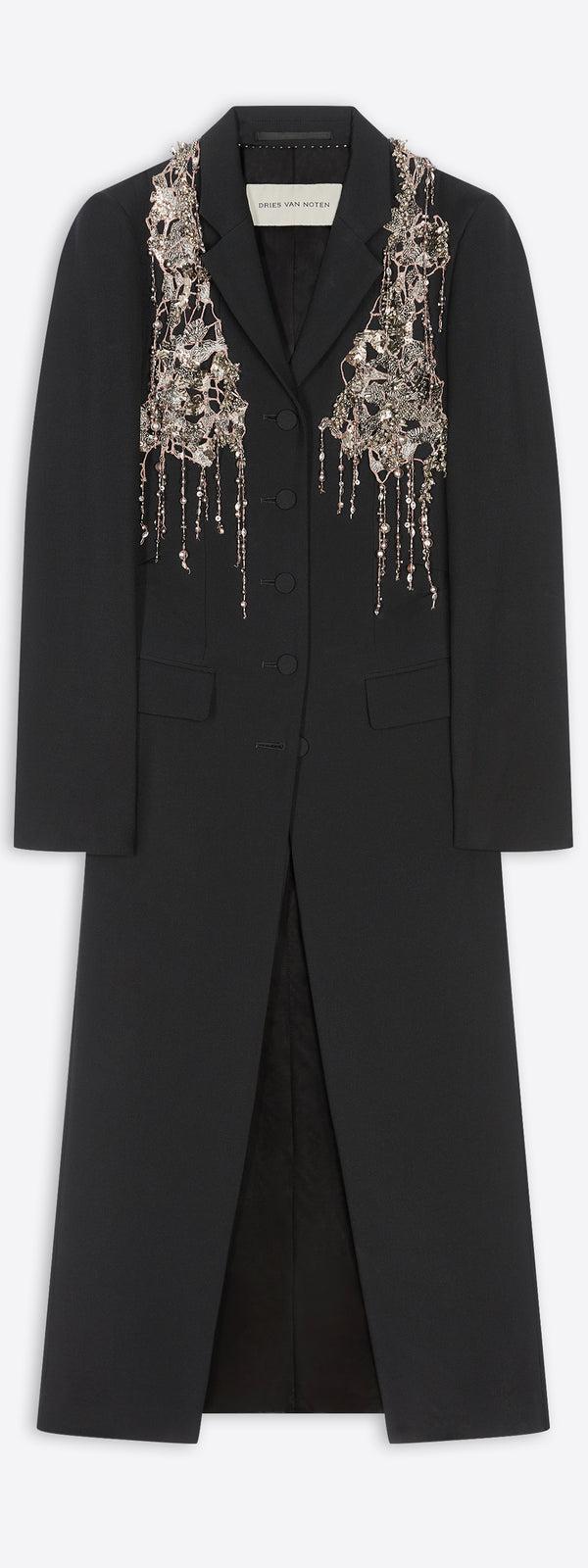 dries van noten Embellished wool coat black