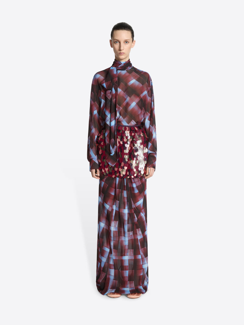 Dries Van Noten Embellished Wrap Skirt BURGUNDY