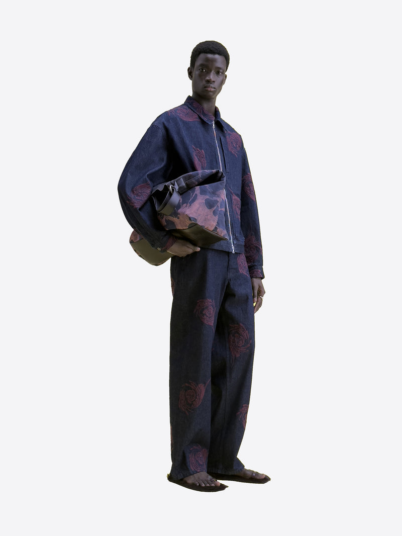 Dries Van Noten Embroidered Denim Jacket Indigo