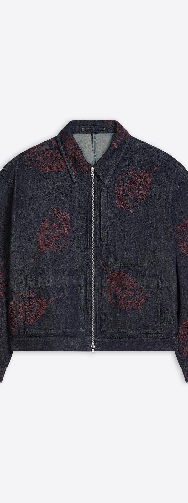 dries van noten Embroidered denim jacket indigo