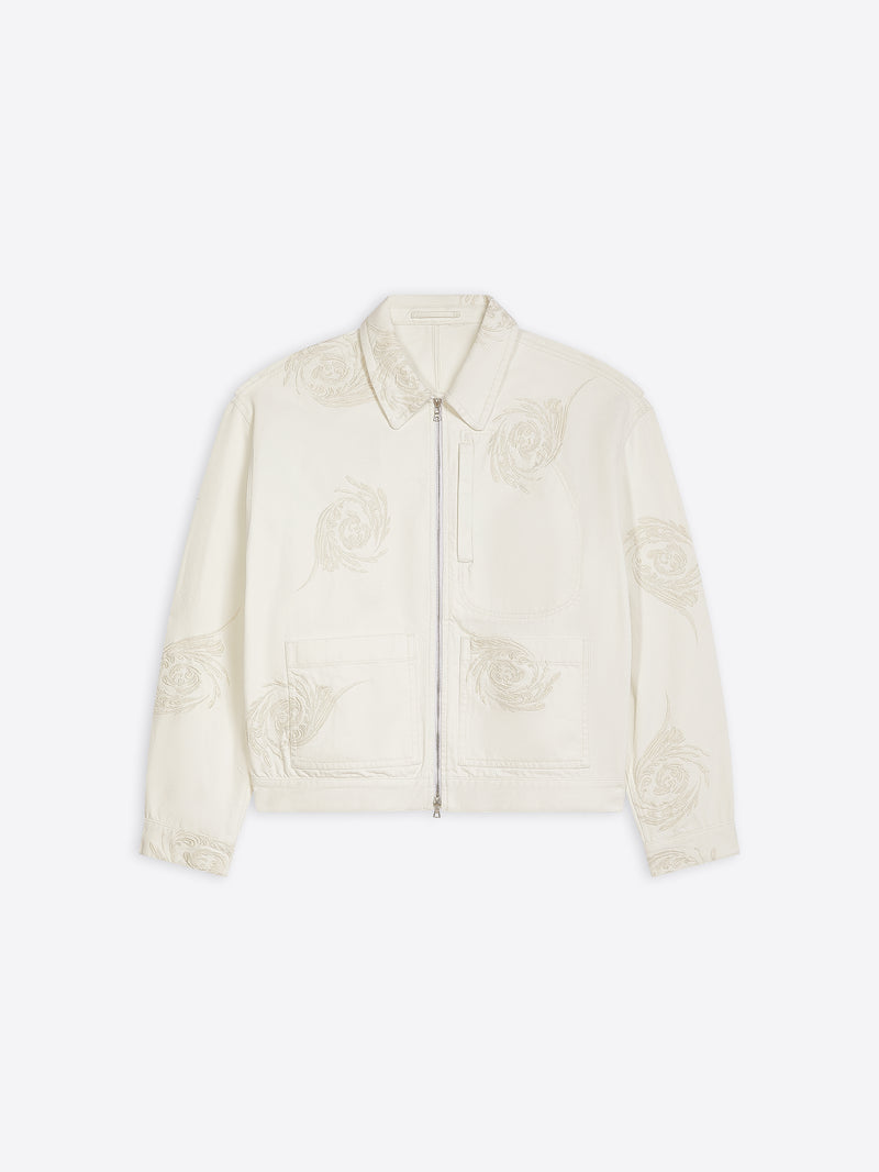 Dries Van Noten Embroidered Denim Jacket Off White