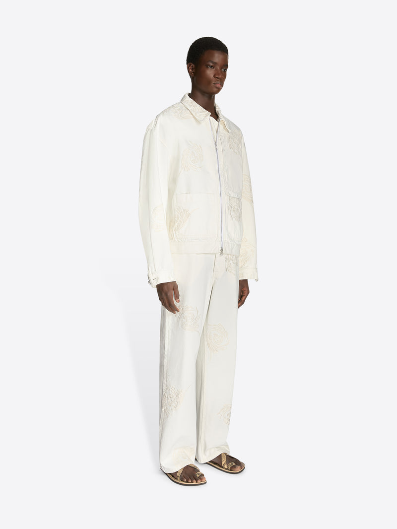 Dries Van Noten Embroidered Denim Jacket Off White