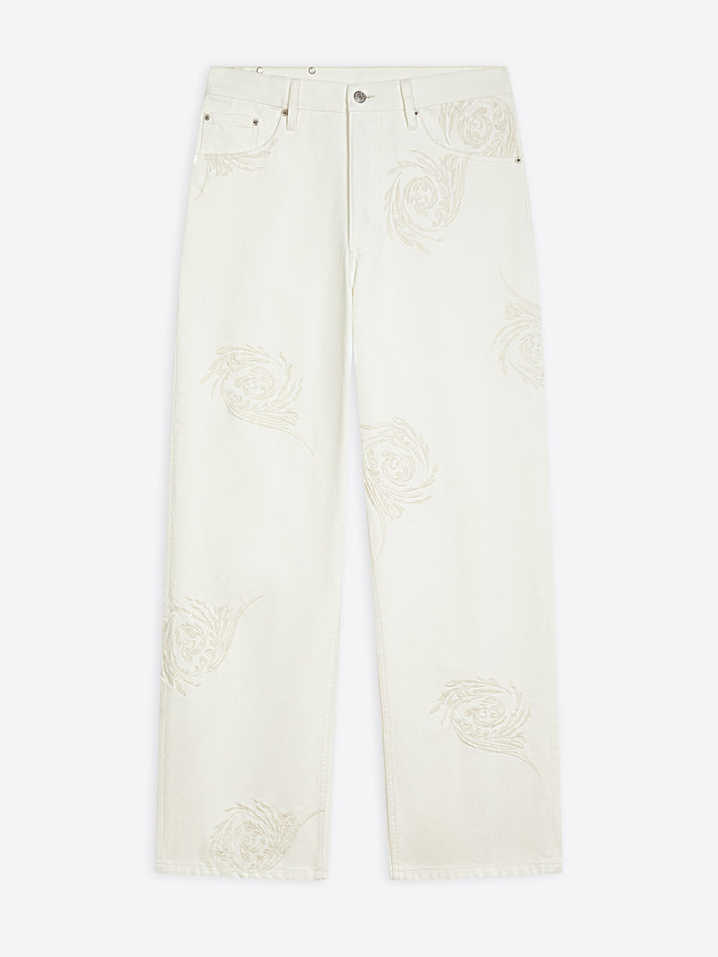 Dries Van Noten Embroidered Jeans Off White