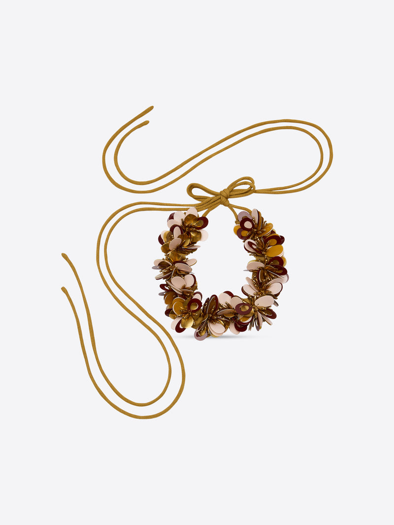 Dries Van Noten Embroidered Necklace Pink