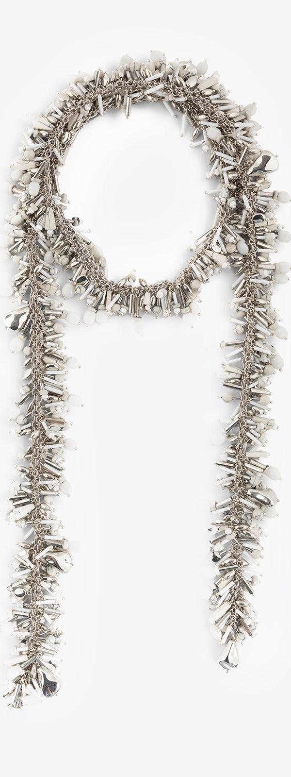 dries van noten Embroidered scarf necklace SILVER