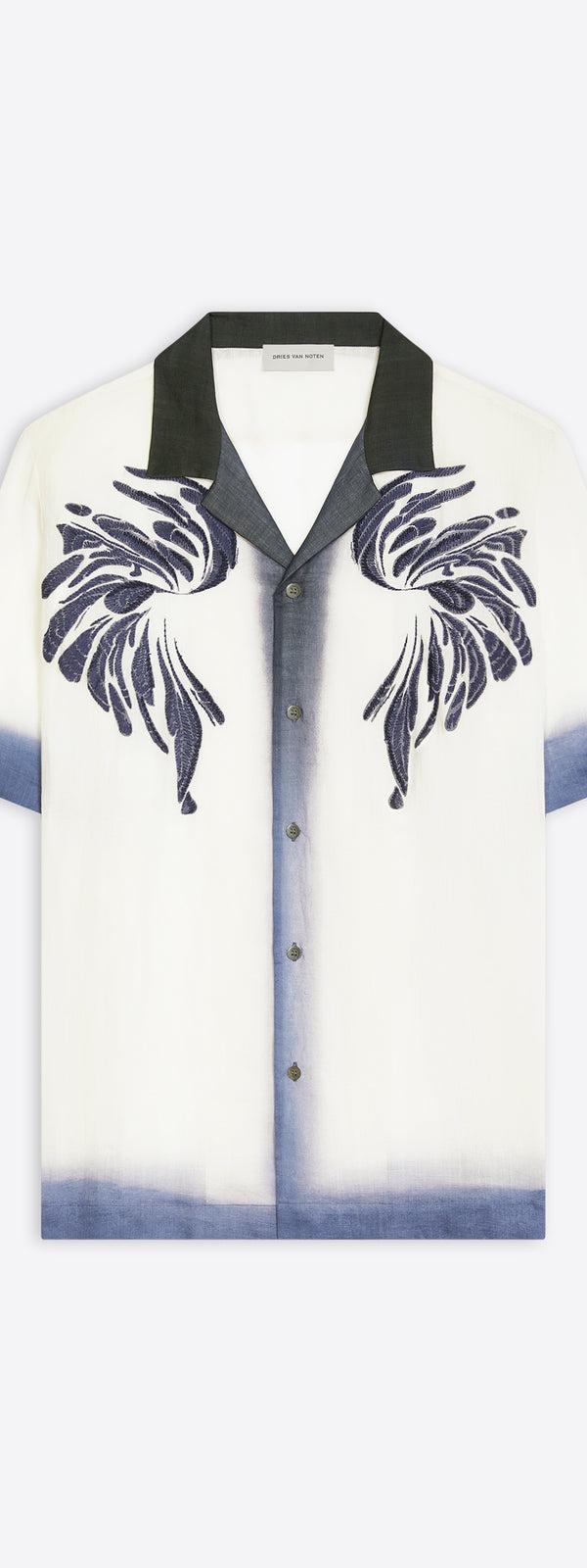 dries van noten Embroidered shirt navy