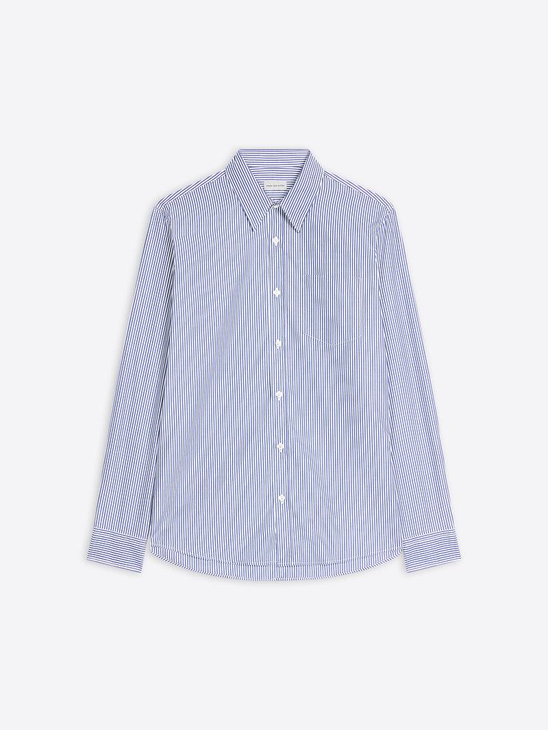 Dries Van Noten Fitted Cotton Shirt NAVY