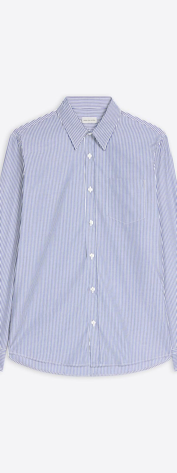 dries van noten Fitted cotton shirt NAVY