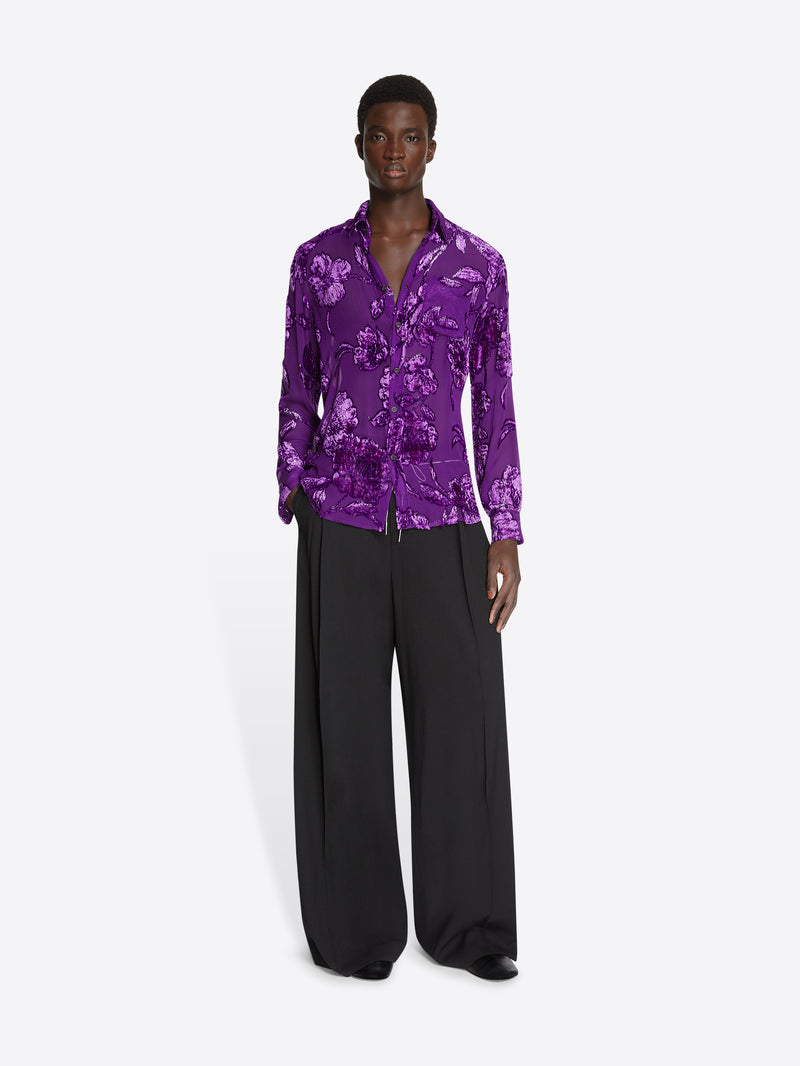 Dries Van Noten Fitted Sheer Shirt PURPLE
