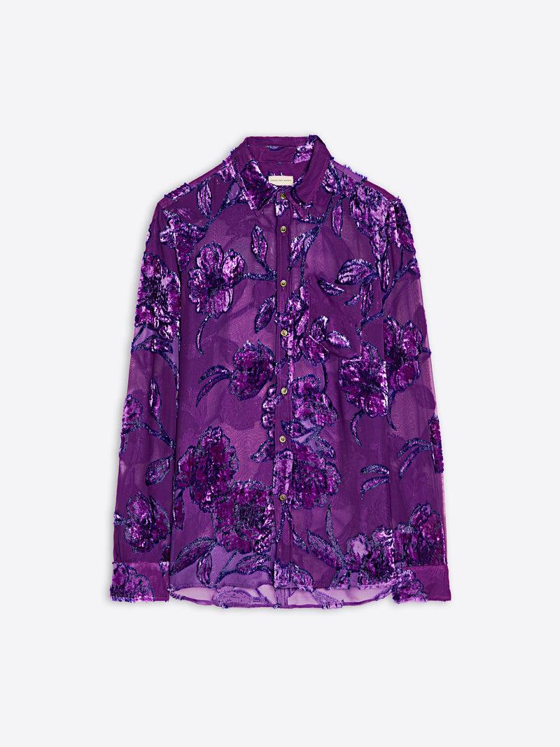 Dries Van Noten Fitted Sheer Shirt PURPLE