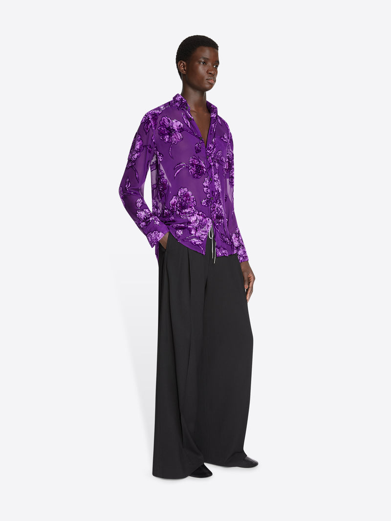 Dries Van Noten Fitted Sheer Shirt PURPLE