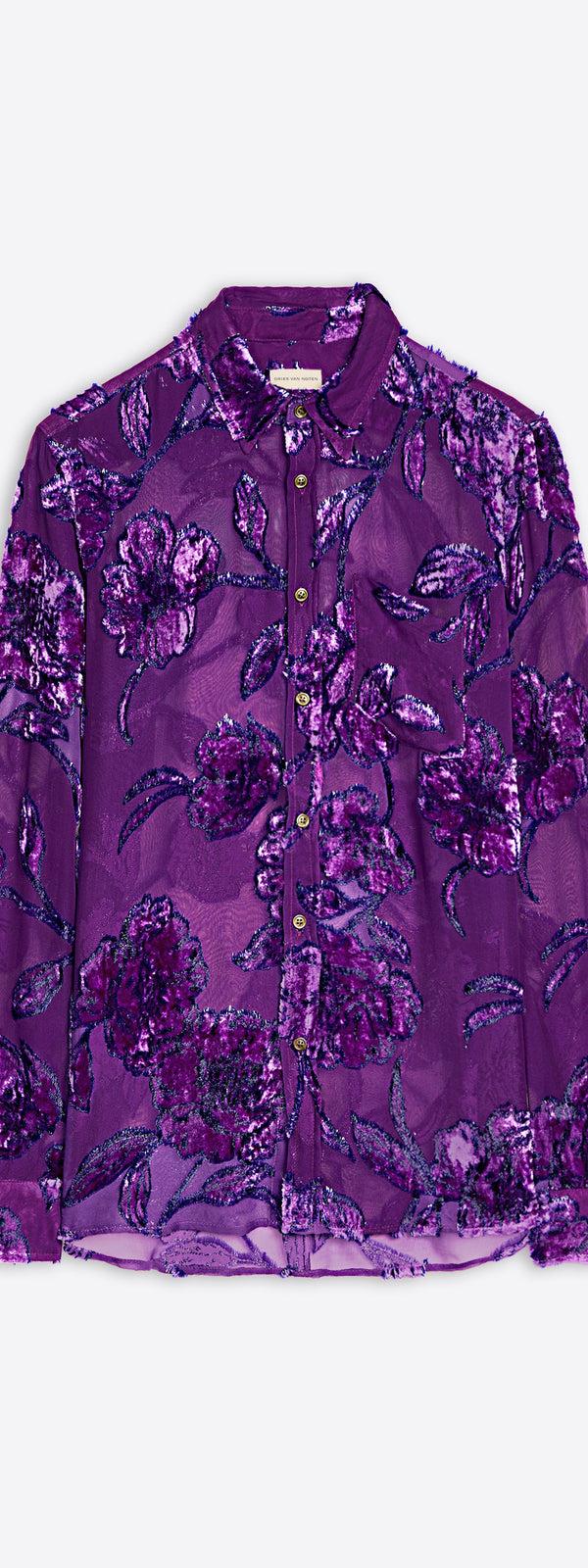 dries van noten Fitted sheer shirt PURPLE