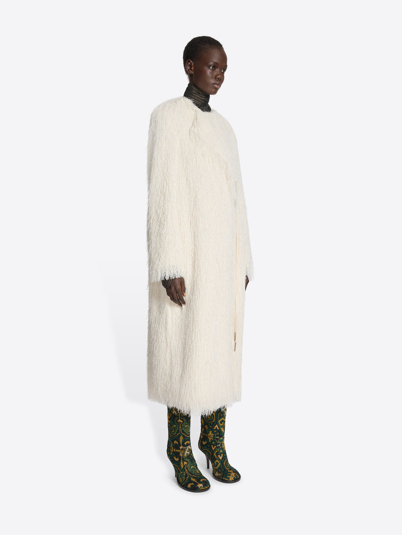dries Van Noten Fringed Coat WHITE