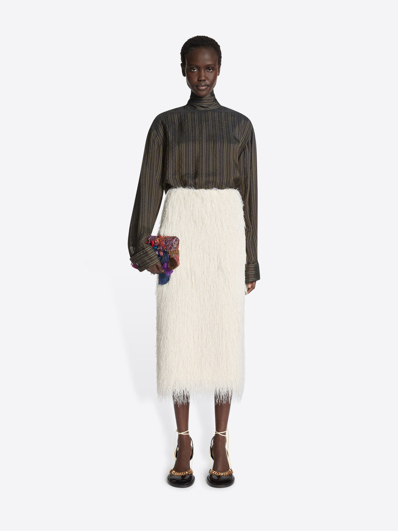 Dries Van Noten Fringed Skirt WHITE