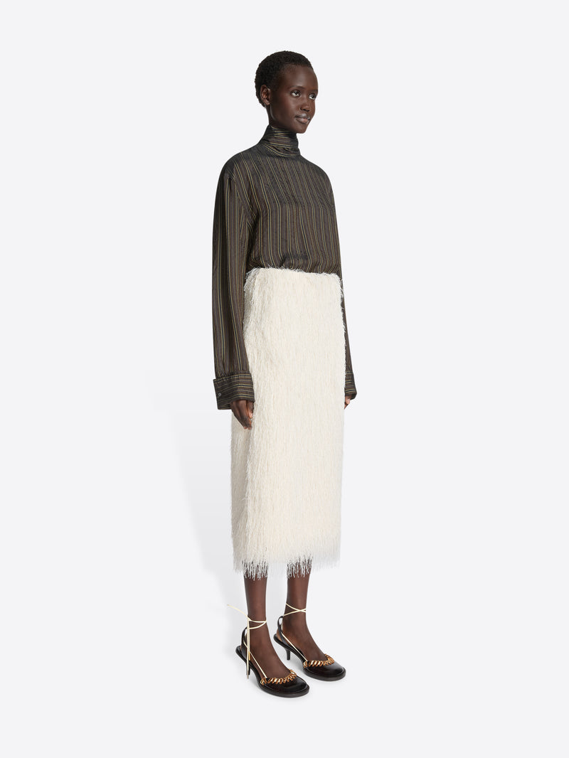 Dries Van Noten Fringed Skirt WHITE
