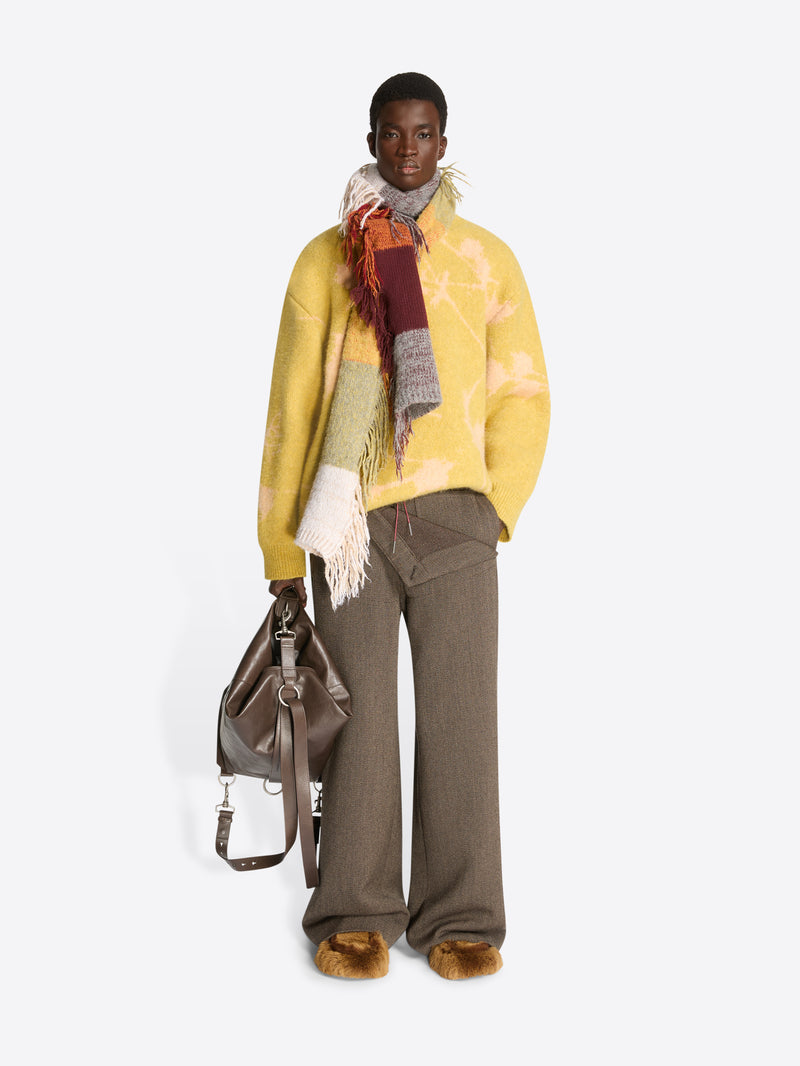 Dries Van Noten Fringed Wool Scarf MUSTARD