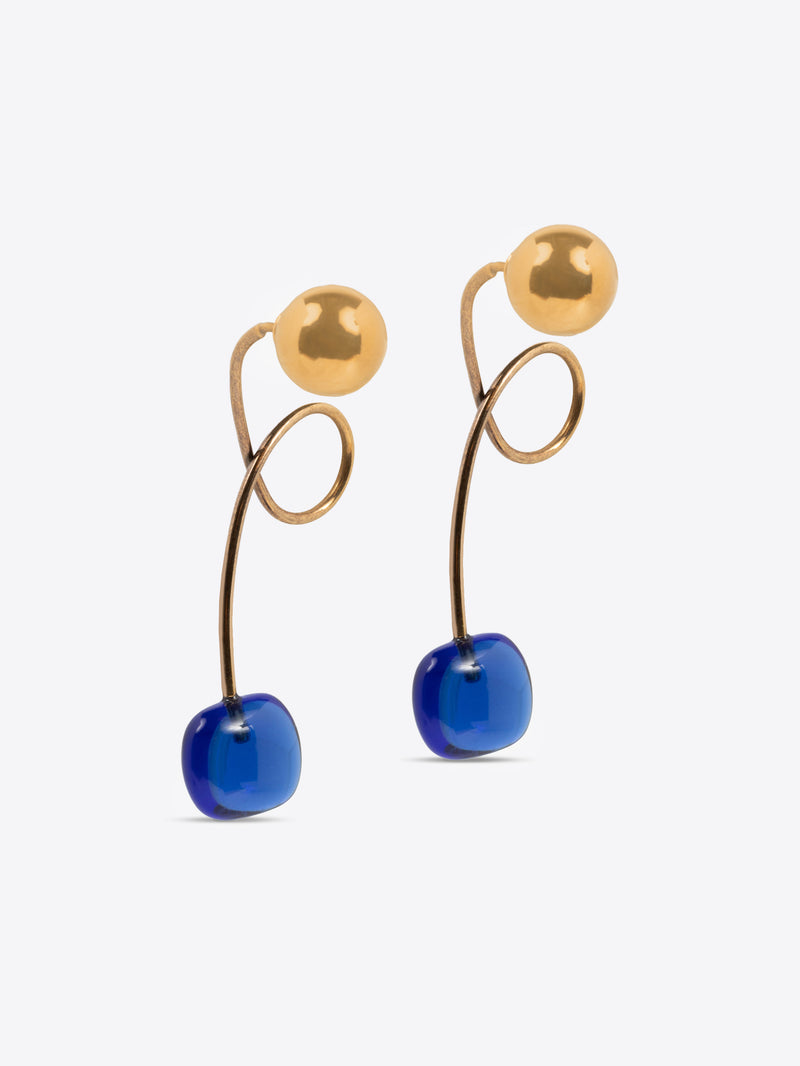 Dries Van Noten Glass Stud Earrings Blue