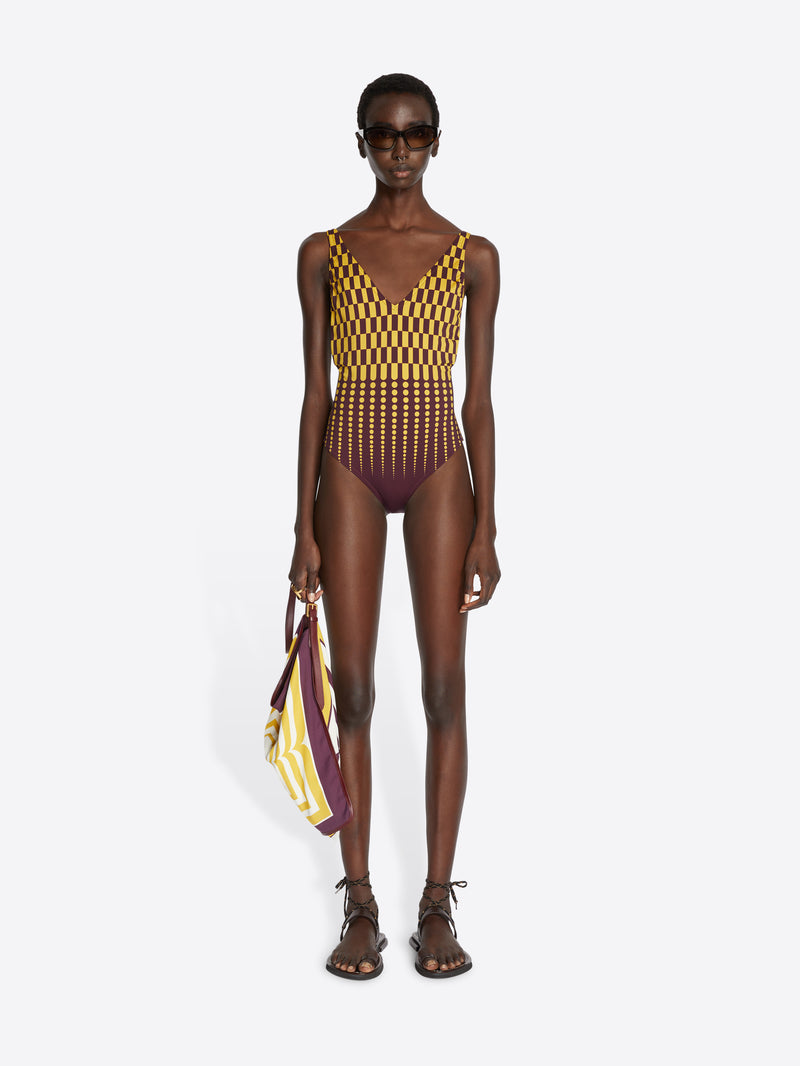 Dries Van Noten Halterneck Swimsuit Burgundy