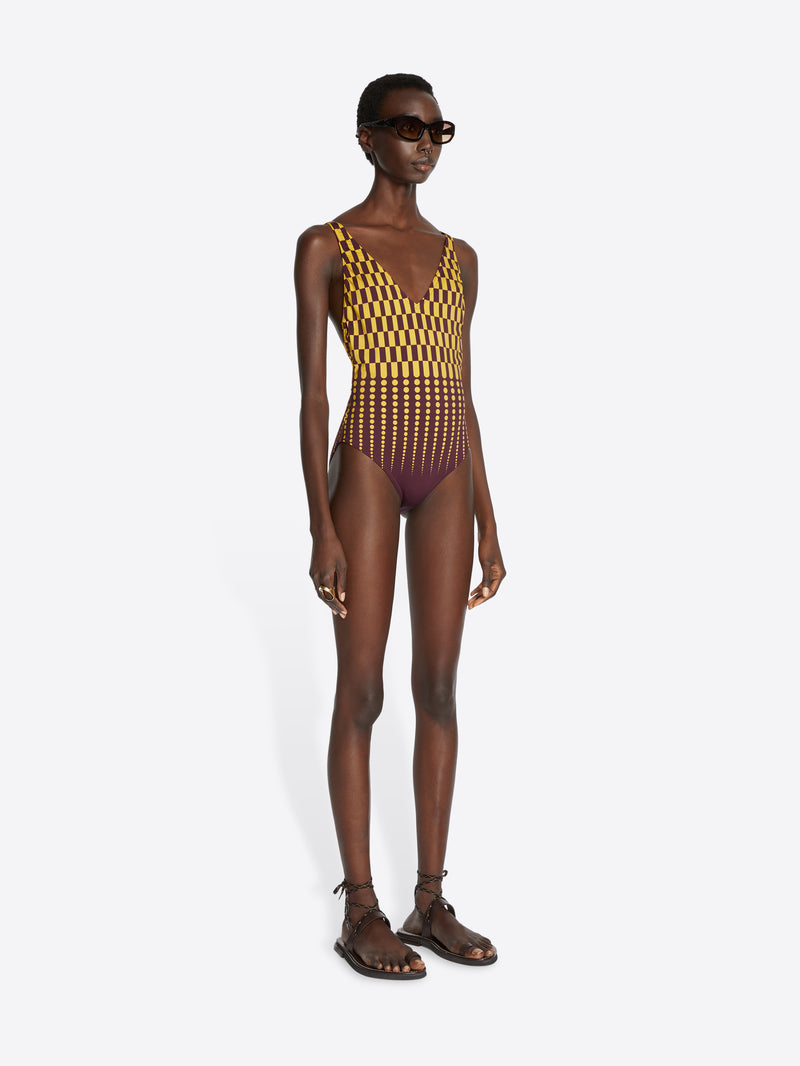 Dries Van Noten Halterneck Swimsuit Burgundy
