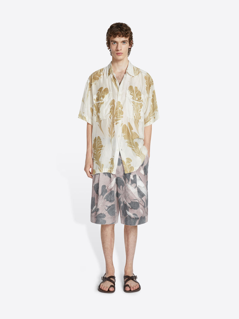 Dries Van Noten Hand Printed Silk Shirt Dessin E