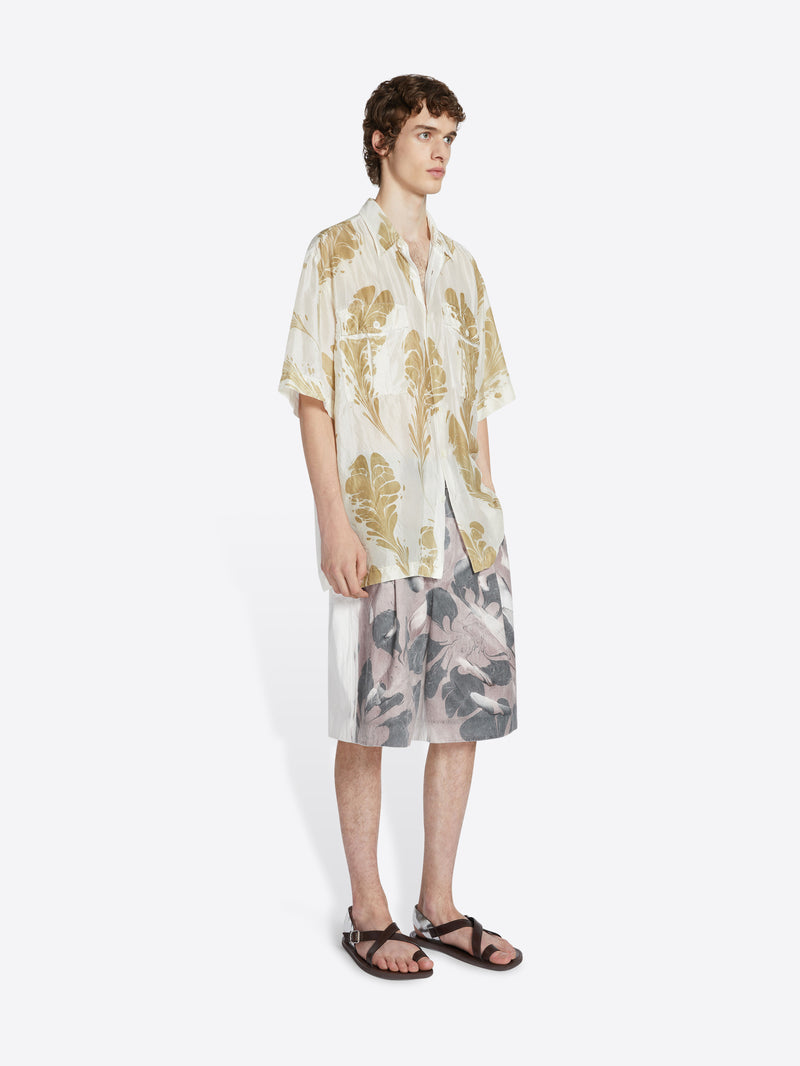 Dries Van Noten Hand Printed Silk Shirt Dessin E