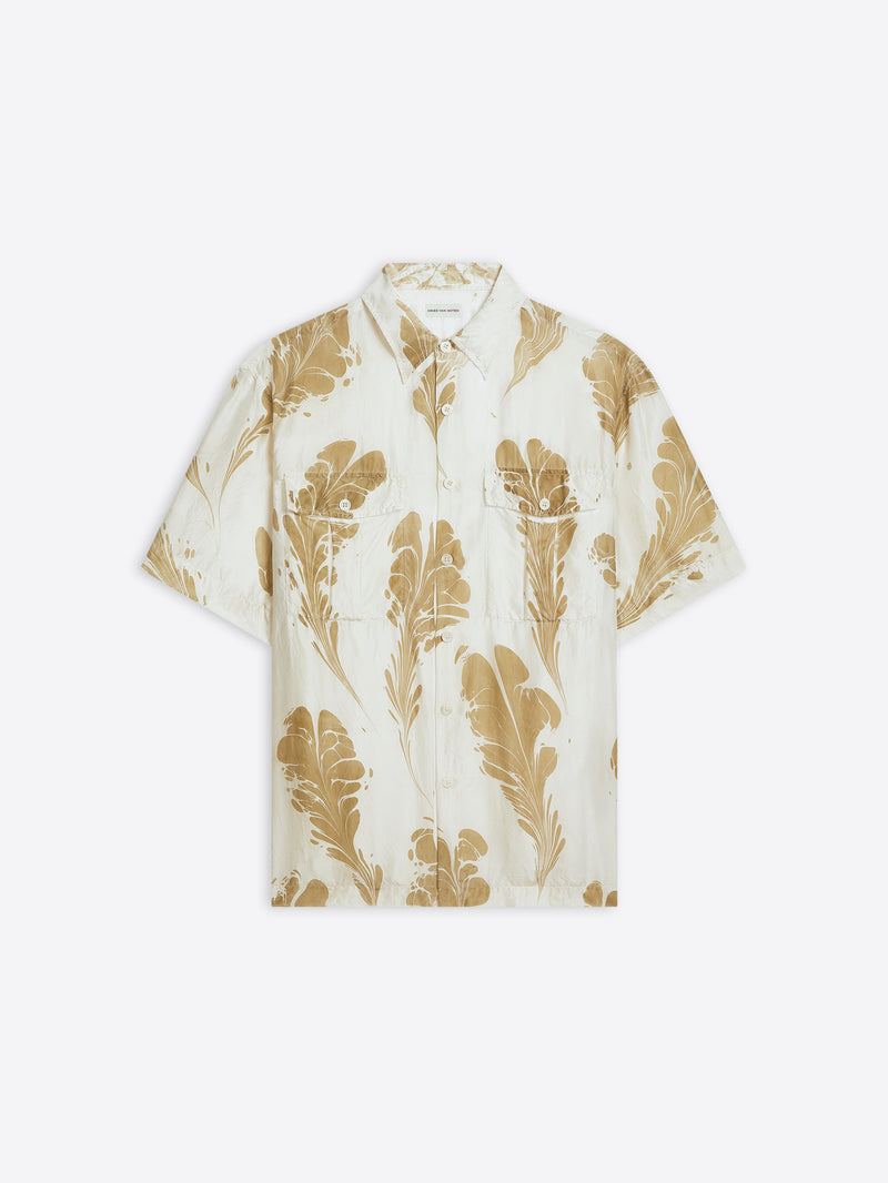 Dries Van Noten Hand Printed Silk Shirt Dessin E