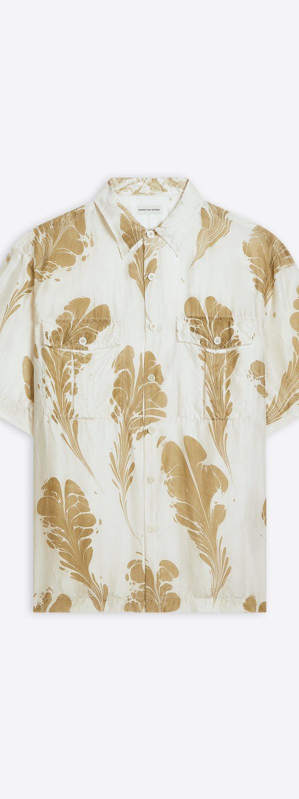 dries van noten Hand printed silk shirt dessin e