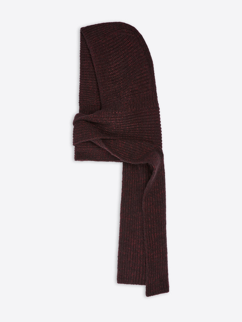 Dries Van Noten Hooded Wool Scarf WINE