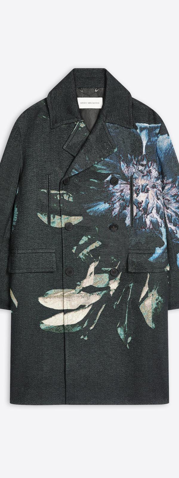 dries van noten Jacquard caban coat BLACK