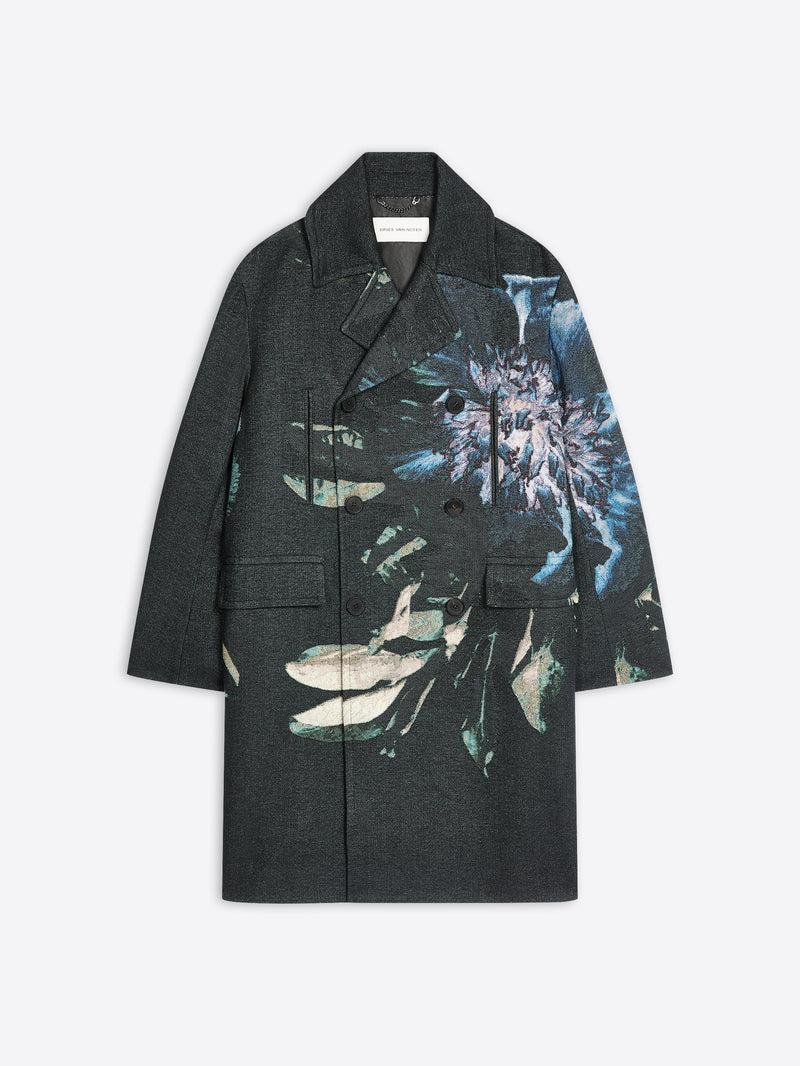 Dries Van Noten Jacquard Caban Coat BLACK