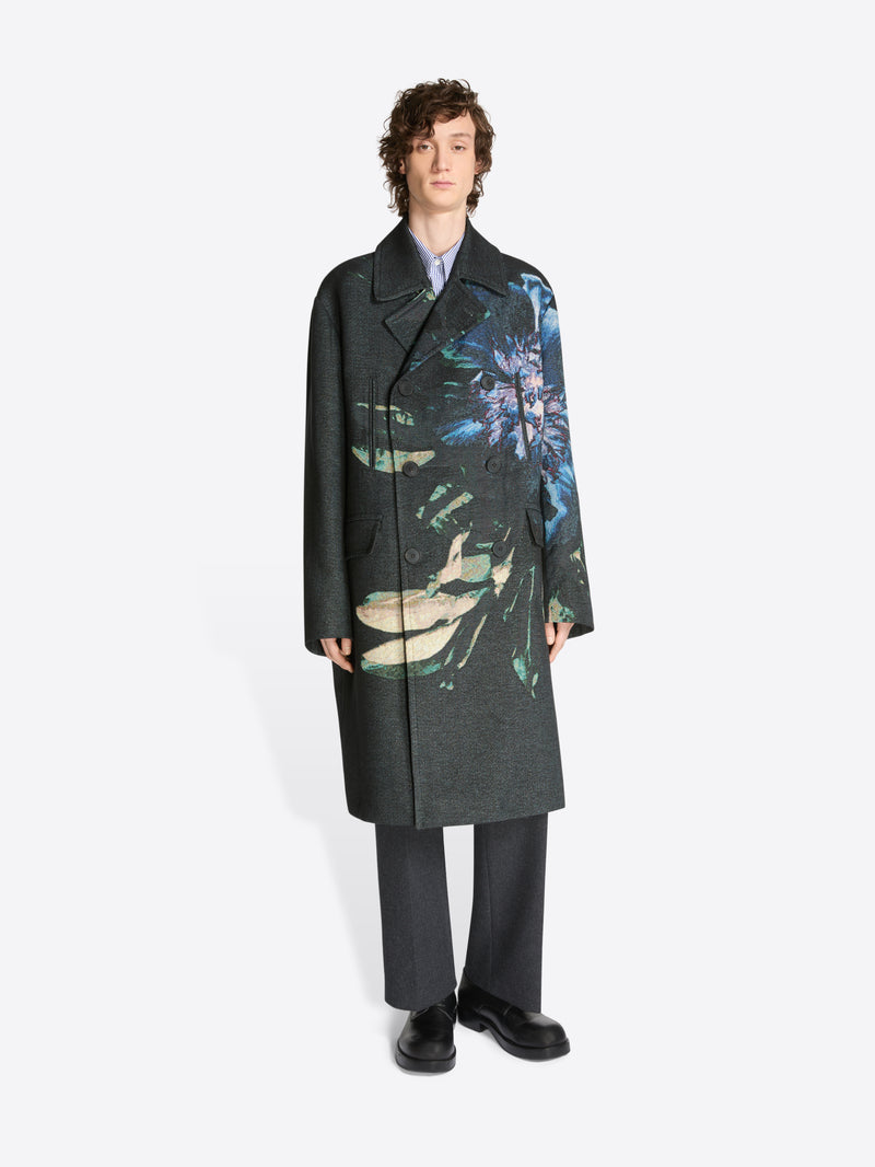 Dries Van Noten Jacquard Caban Coat BLACK