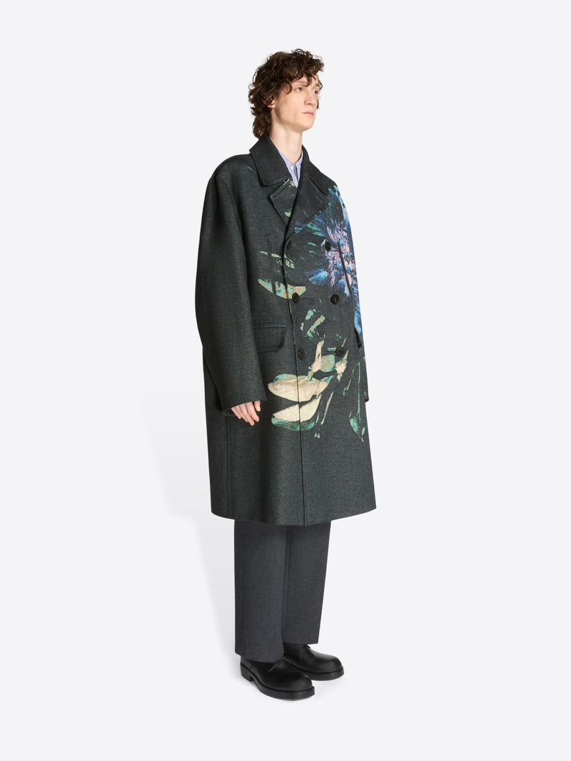 Dries Van Noten Jacquard Caban Coat BLACK